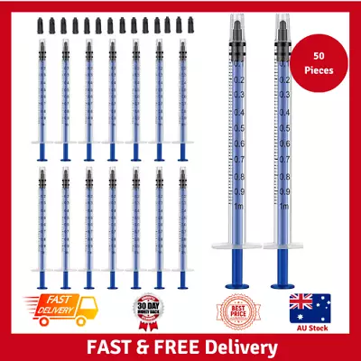 1ml Syringe With Caps (50 Pieces) Feed Pets Oral Oil Or Glue Applicator | NEW AU • $17.48
