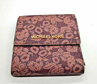 Michael Kors Jet Set Travel Small Trifold Wallet Carryall Card Case Damson  • $44.95