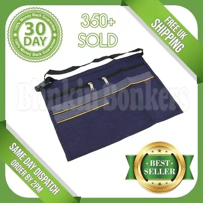 Denim 5 Pocket Market Trader Apron Pouch Money Adjustable Waist Strap Belt Bag • £5.49