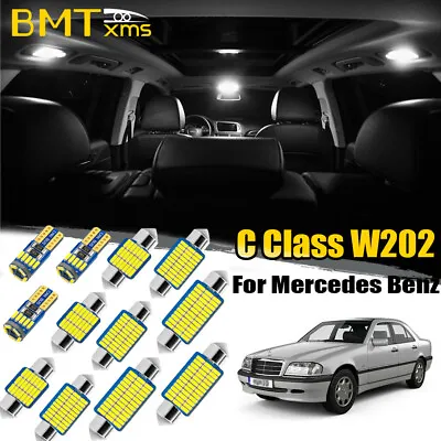 14X White Canbus LED Interior Lights Package For Mercedes Benz C W202 1993-1999 • $14.98