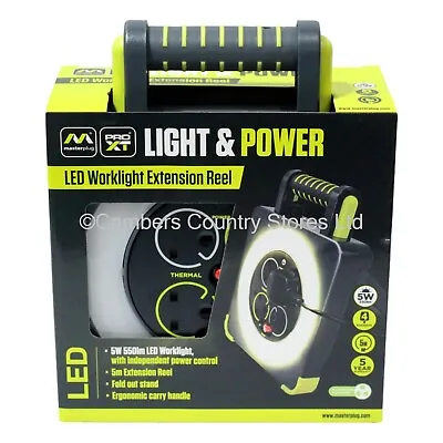 NEW Masterplug Pro XT Electrical Extension Cable Reel 5m 240v With LED Worklight • £29.99