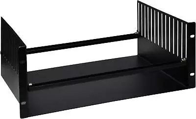 4U Steel Rack Tray With Adjustable Clamps Black Powder Coated L097GG • £36