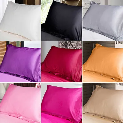 $5.71 • Buy Smooth Satin Silk Pillow Case Pillow Cover Soft Ice Silk PillowCase Home Bedding