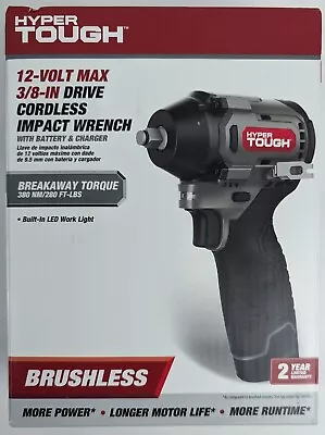 Hyper Tough 12V Li-Ion 3/8  Brushless Impact Wrench W/ Batt & Charger #80013 NEW • $44.99
