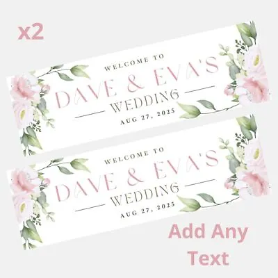 £5.95 • Buy 2x Personalised WEDDING Banners LARGE Party Poster Flowers ADD ANY TEXT