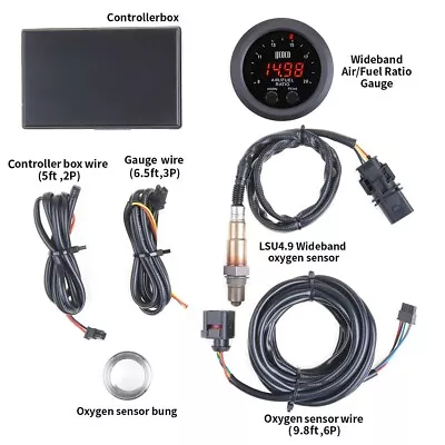 2  52mm Air Fuel Ratio Gauge LED Digital Display + Wideband O2 Oxygen Sensor • $77.99