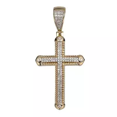 2 1/8  Cross Diamond Pendant | 14K Tri-Color Gold | 0.78CT • $1479.99