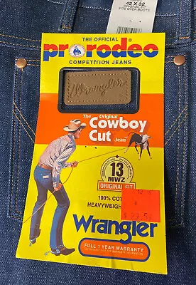 Wrangler Pro Rodeo Jeans Mens 42x34 Blue 13MWZ Raw Denim Cowboy Cut Heavy W VTG • $38.24