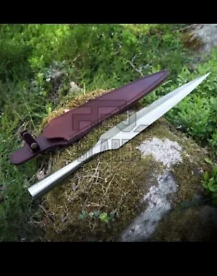 Custom Handmade High Carbon Steel Hunting Spear Head With Leather Sheath • $64.99