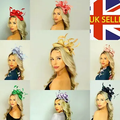 New Stylish Woman Feather Hair Fascinator On Headband Wedding Royal Ascot Races  • £19.99