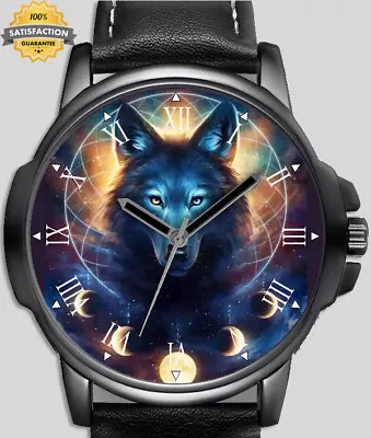 Gothic Blue Wolf Moon Phases Unique Wrist Watch FAST UK • $39.71