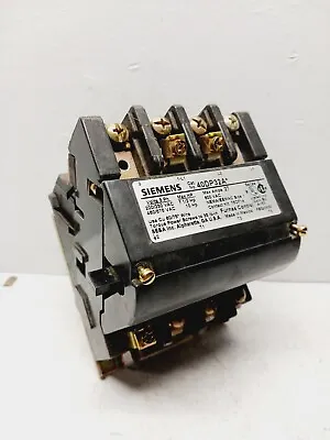 Siemens 40dp32a* 27 Amp Nema Size 1 Contactor 3 Pole 600 Vac 120 V Coil • $62.99