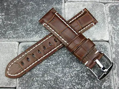 NEW 22mm Alligator Grain Leather Strap Brown Watch Band MONTBLANC 22 REG • $29.50