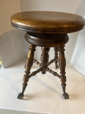$129.95 • Buy Antique Swivel Piano Stool Glass Ball Claw Feet