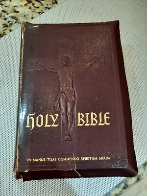 Vintage 1955 Holy Bible: Holy Trinity Edition Catholic Bible In Sad Condition • $12.99