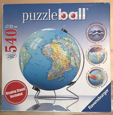 Ravensburger 3D Earth Globe Puzzle W Repl. Stand - Complete 540 Pc Puzzleball • $14.88