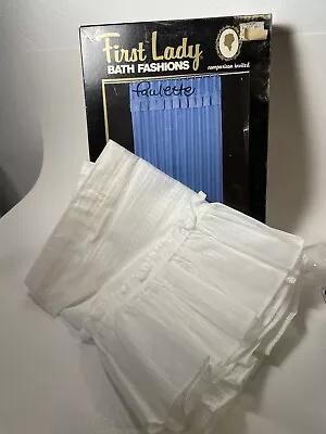 WHITE Vtg Ruffled Shower Bathroom Curtain Valence Set  70 X 72 New Boxed 80's • $25.99