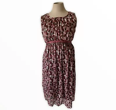 Motherhood Maternity Sleeveless Brown And Maroon Polka Dot Chiffon Dress Medium • $17.92