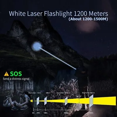 White Laser Flashlight 1500M Rechargeable Tactical Military Search Flashlight • $151.46