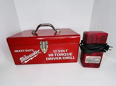 Milwaukee Heavy Duty 12 Volt Hi-Torque Driver Drill Empty Metal Box W/Charger • $39.99