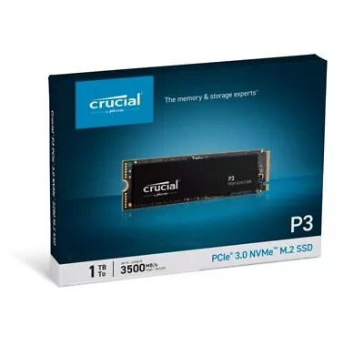 Crucial P3 1TB PCIe NVMe M.2 2280 Internal SSD - CT1000P3SSD8/NEW/BOX • £54.99
