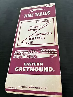 Vintage Eastern Greyhound Bus Line Public Timetable Brochures 1957 • $11.97