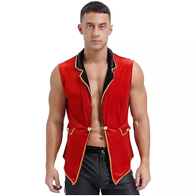 Mens Circus Ringmaster Performance Costume Sexy Tailcoat Tops Jacket Lion Tamer • £10.79