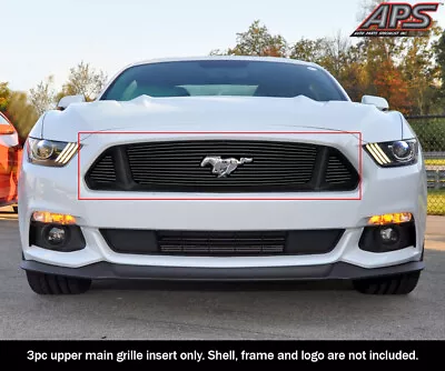 For 2015-2017 Ford Mustang V8 GT Logo Show Main Upper Black Billet Grill Insert • $41.99