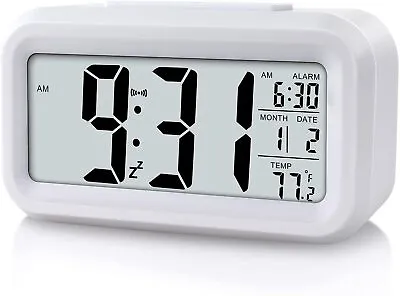 Digital Alarm Clock Bedside - HD Display Night Light Battery Power (3 Colours) • £13.99