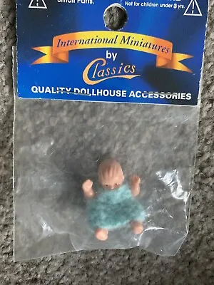 Vintage Tiny Dollhouse Family 1970 Baby Doll 1:12  Blue Crochet Dress Brand New • $12.75