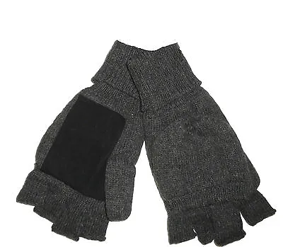 Mens Thermal Insulation Knit Fingerless Mitten Winter Gloves W/ Thumb Flap • $14.99