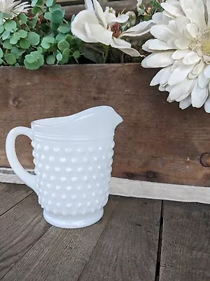 Vintage White Milk Glass Hobnail Pitcher • $18