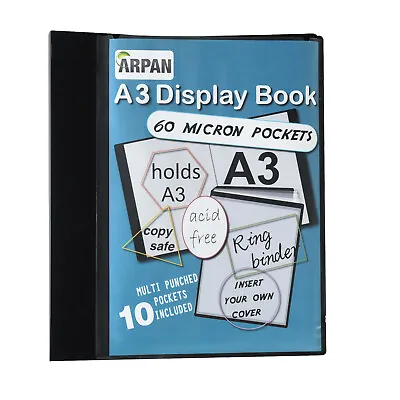 A3 Folder 4-D Ring Binder Deluxe Portrait File Black Presentation Portfolio • £13.99