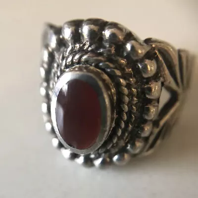 $35 • Buy Vintage Antique 925 Sterling Silver Marked Carnelian Leaf Design Ring Size 5