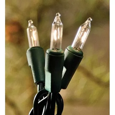 $10.49 • Buy 10ct Count Clear Mini Green Cord Wire Christmas Lights Light Set Primitive Craft
