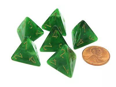 Vortex 18mm 4 Sided D4 Chessex Dice 6 Pieces - Green With Gold • $6.79