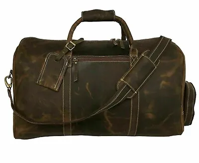 24  Leather Buffalo Weekend Bag Mens Leather Travel Bag Duffel Carry On Luggage • $136.84