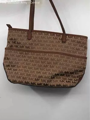 Michael Kors Womens Brown Tan Monogram Inner Pockets Zipper Tote Bag • $7.99