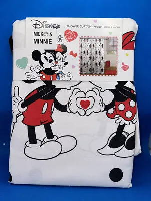 $28.85 • Buy Disney Mickey And Minnie Mouse  Fabric Shower Curtain 72x72