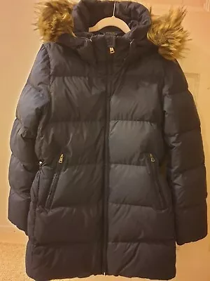 Ralph Lauren Girls' Puffer Blue Winter Down Feather Coat Jacket Age 12-14 • £20