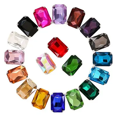 20 Crystal Glass Rectangle Sewing Rhinestones Rose Montees Beads 10X14mm 13X18mm • $3.23