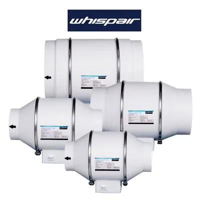 £49.95 • Buy WhispAIR Mixed Flow Inline Twin Speed  Extractor Fans - Grow Room Fan Hydroponic