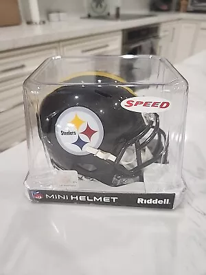 Pittsburgh Steelers Black Speed Riddell Football Mini Helmet Logo New In Box • $29.50