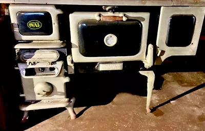 $3775 • Buy Antique Elmira /OVAL Wood Burning Cook Stove ,Black And Silver, Made In Canada
