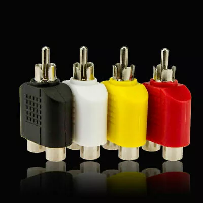 4x RCA Y Splitter 1 Male To 2 Female Cable Adapter Video Audio Plug B4R4 AV P1L2 • $2.07