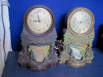 2 Vintage MasterCrafters Waterfall Clocks Lighted Motion Clock Lamp Parts/repair • $30