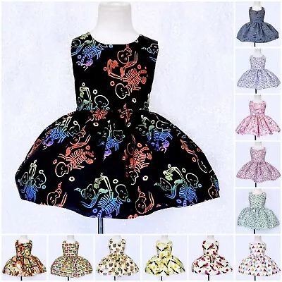 Knee Length Patterned Junior Toddler Dress Spring Summer Birthday Pageant 2 4 6 • $35.99