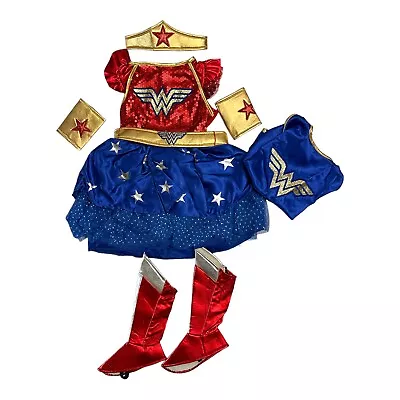 Wonder Woman Girl's Dress Headband Wrist Cuffs Shoe Covers Costume Set • $16.99