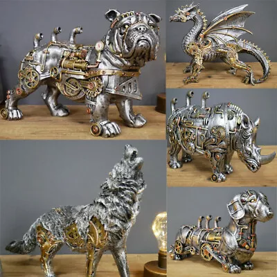 Detailed Steampunk Style Silver Bulldog Ornament | Resin • £10.79