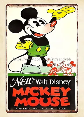 Garage Wall Decals MICKEY MOUSE STOCK POSTER (1932) Metal Tin Sign • $15.93